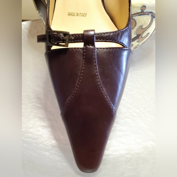 ✨️EUC✨️Amalfi Brown Leather Slingback Kitten Heels, Size 5 1/2M - Picture 3 of 8